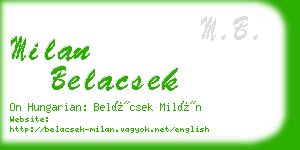 milan belacsek business card